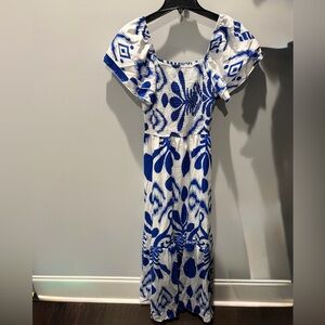 SHEIN Blue and White Smocked Dress